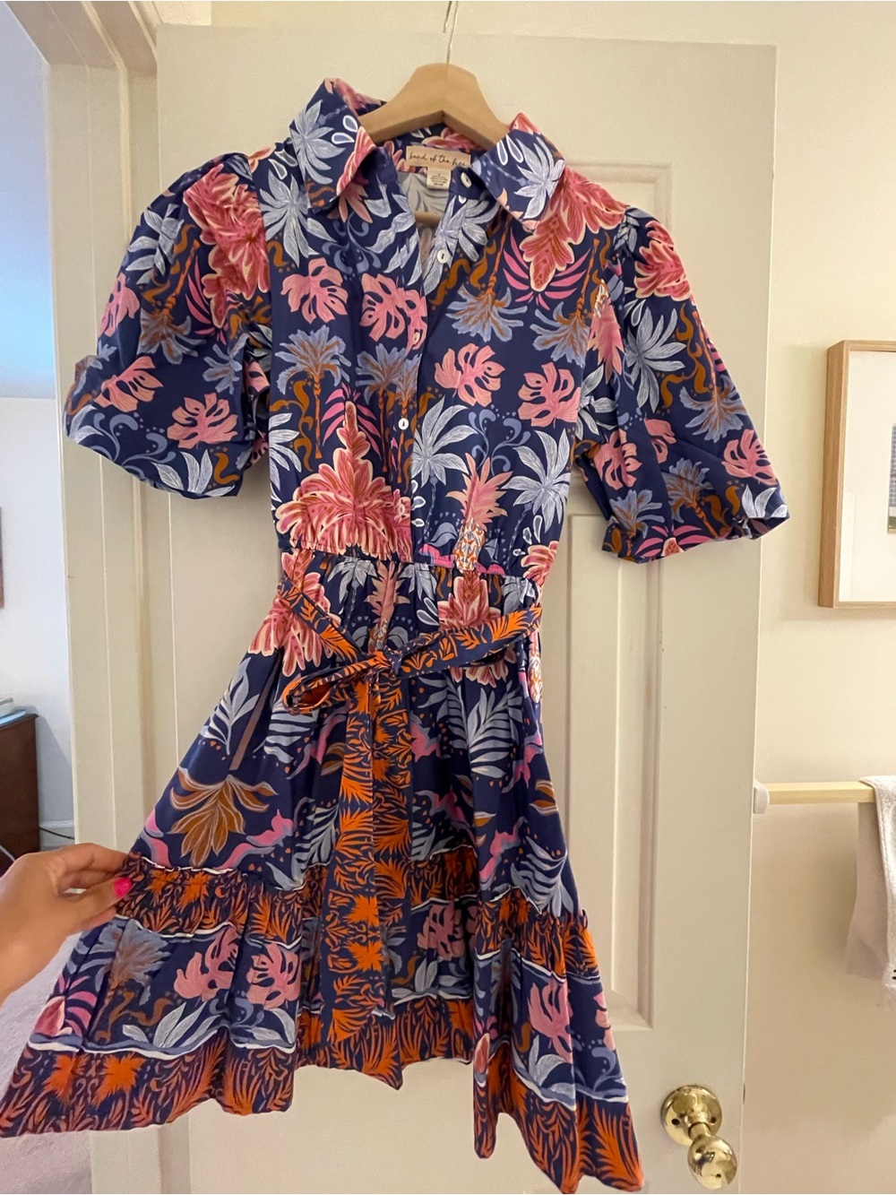 Floral button down tie dress - Cotton